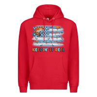 Red fishing lure flag keepin' it reel Premium Hoodie - MaliasSmallBusiness