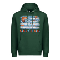 Sports Green fishing lure flag keepin' it reel Premium Hoodie - MaliasSmallBusiness
