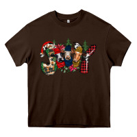 Chocolate Brown joy Christmas cows Heavy Core Tee - CowhideDigitalArt