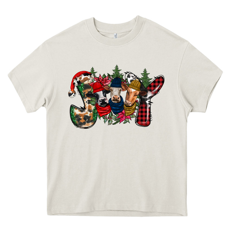 Joy Christmas Cows Heavy Core Tee by CowhideDigitalArt | Teevron