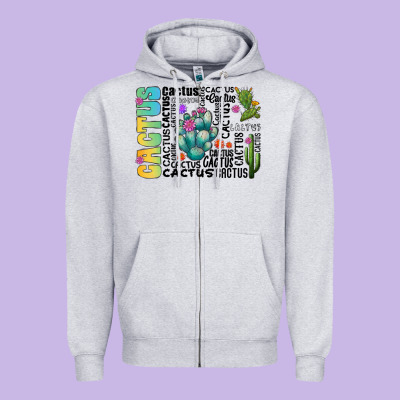 Cactus Zipper Hoodie Designed By Cowhidedigitalart