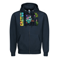 Navy cactus Zipper Hoodie - CowhideDigitalArt