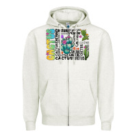 Oatmeal Heather cactus Zipper Hoodie - CowhideDigitalArt