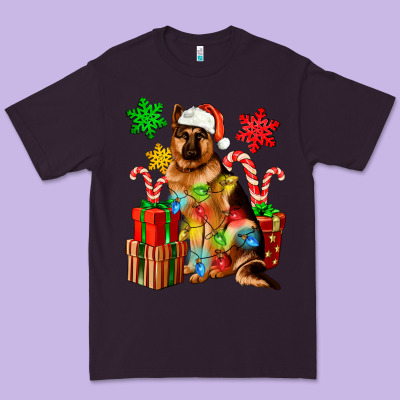 Christmas German Shepherd Premium Tee Designed By Artiststas