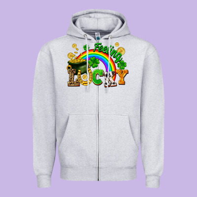 Feeling Lucky Zipper Hoodie Designed By Fadigitalartstudio