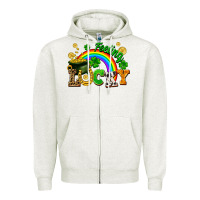 Oatmeal Heather feeling lucky Zipper Hoodie - FaDigitalArtStudio
