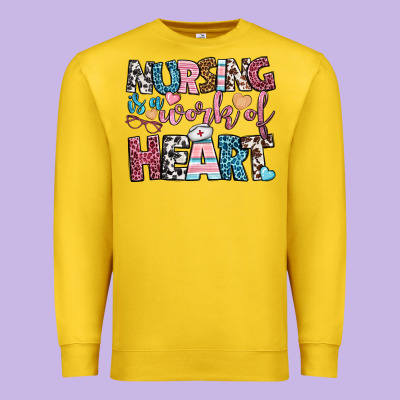 Nursing Is A Work Of Heart Premium Sweatshirt Designed By Bundleandbundleshop