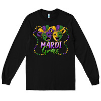 Black mardi gras mask and beads Long Sleeve Tee - RanaPortraitStore