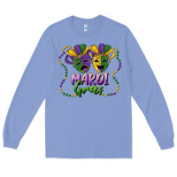 Colony Blue mardi gras mask and beads Long Sleeve Tee - RanaPortraitStore