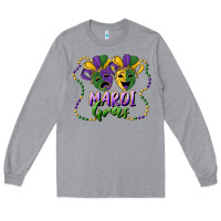Heather Grey mardi gras mask and beads Long Sleeve Tee - RanaPortraitStore