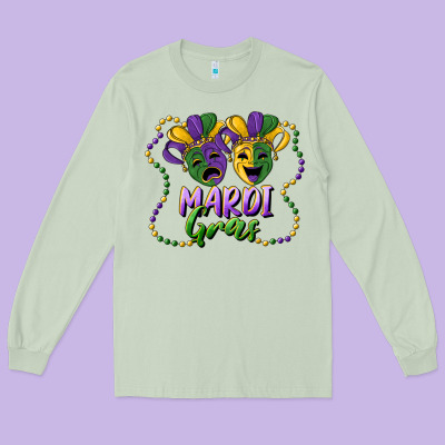 Mardi Gras Mask And Beads Long Sleeve Tee Designed By Ranaportraitstore