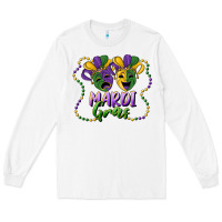 White mardi gras mask and beads Long Sleeve Tee - RanaPortraitStore