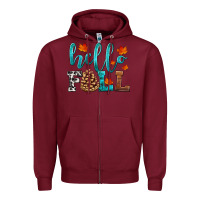 Burgundy hello fall Zipper Hoodie - HRA Design Shop