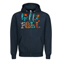 Navy hello fall Zipper Hoodie - HRA Design Shop