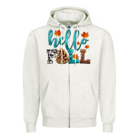 Oatmeal Heather hello fall Zipper Hoodie - HRA Design Shop