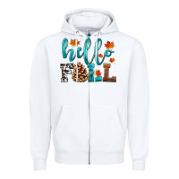 White hello fall Zipper Hoodie - HRA Design Shop