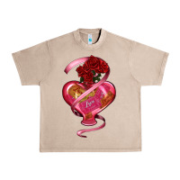 French Oak heart glass vase love tickets with rose Urban Heavy Tee - RanaPortraitStore
