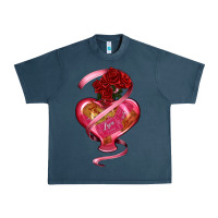 Midnight Navy heart glass vase love tickets with rose Urban Heavy Tee - RanaPortraitStore