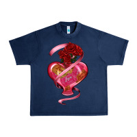 Navy heart glass vase love tickets with rose Urban Heavy Tee - RanaPortraitStore