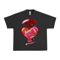 Pigment Black heart glass vase love tickets with rose Urban Heavy Tee - RanaPortraitStore