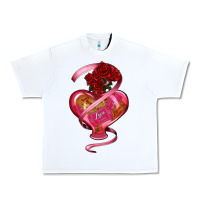 White heart glass vase love tickets with rose Urban Heavy Tee - RanaPortraitStore