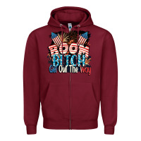 Burgundy Boom bitch get out the way 4th of July Zipper Hoodie - CowGirlArtShop
