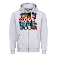 Heather Grey Boom bitch get out the way 4th of July Zipper Hoodie - CowGirlArtShop