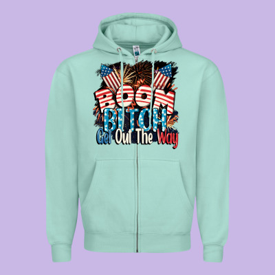 Boom Bitch Get Out The Way 4th Of July Zipper Hoodie Designed By Cowgirlartshop