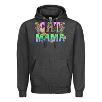 Charcoal Heather cat mama Zipper Hoodie - CowhideDigitalArt