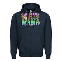 Navy cat mama Zipper Hoodie - CowhideDigitalArt