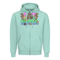 Seafoam cat mama Zipper Hoodie - CowhideDigitalArt
