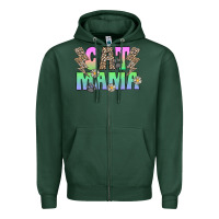 Sports Green cat mama Zipper Hoodie - CowhideDigitalArt