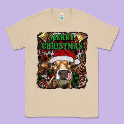 Merry Christmas Heifer With Cowbells Classic Tee Designed By Ranaportraitstore