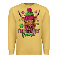 Antique Gold i'm freakin freezin pink christmas long haired cow Premium Sweatshirt - Jasminsmagicworld
