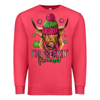 Cardinal i'm freakin freezin pink christmas long haired cow Premium Sweatshirt - Jasminsmagicworld