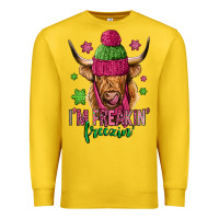 Lemon i'm freakin freezin pink christmas long haired cow Premium Sweatshirt - Jasminsmagicworld