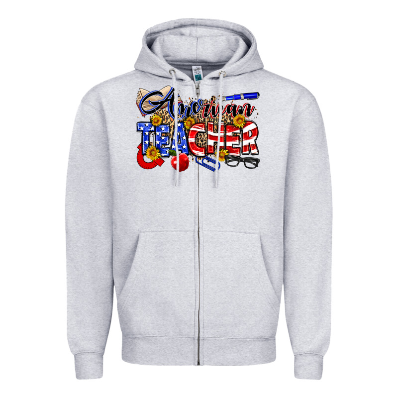 American Teacher Zipper Hoodie by Neo Western | Teevron