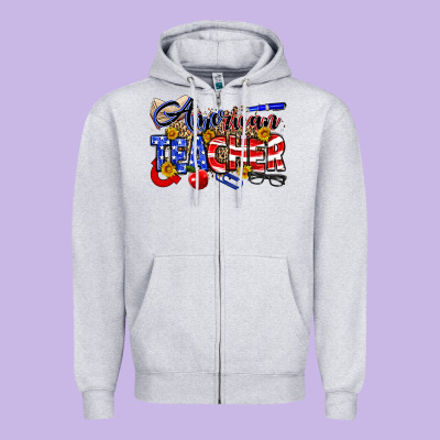 American Teacher Zipper Hoodie Designed By Neo Western