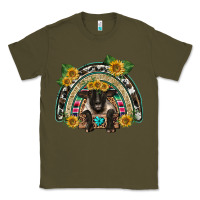 Army Green suffolk ewe front sunflowers rainbow Classic Tee - BarkalooDesign