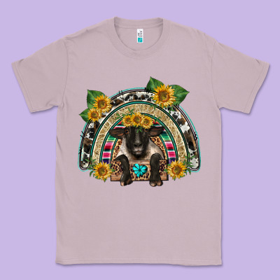 Suffolk Ewe Front Sunflowers Rainbow Classic Tee Designed By Barkaloodesign