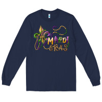 Navy mardi gras fleur de lis and beads Long Sleeve Tee - RanaPortraitStore