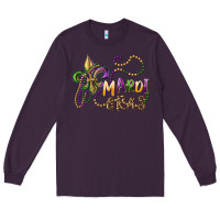Plum mardi gras fleur de lis and beads Long Sleeve Tee - RanaPortraitStore
