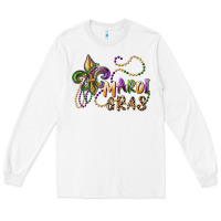 White mardi gras fleur de lis and beads Long Sleeve Tee - RanaPortraitStore