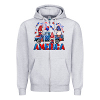 Heather Grey American truck gnomes Zipper Hoodie - Neo Western