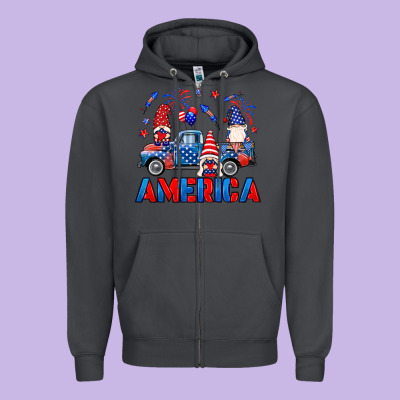 American Truck Gnomes Zipper Hoodie Designed By Neo Western