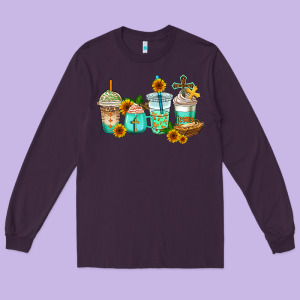 Jesus Coffee Cups Long Sleeve Tee Designed By Adodesignshop
