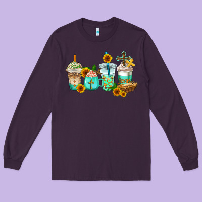 Jesus Coffee Cups Long Sleeve Tee Designed By Adodesignshop