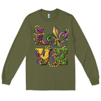 Army Green love fleur de lis Long Sleeve Tee - RanaPortraitStore