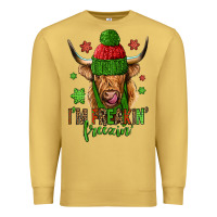 Antique Gold i'm freakin freezin christmas long haired cow Premium Sweatshirt - Jasminsmagicworld