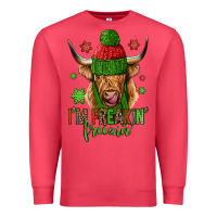 Cardinal i'm freakin freezin christmas long haired cow Premium Sweatshirt - Jasminsmagicworld